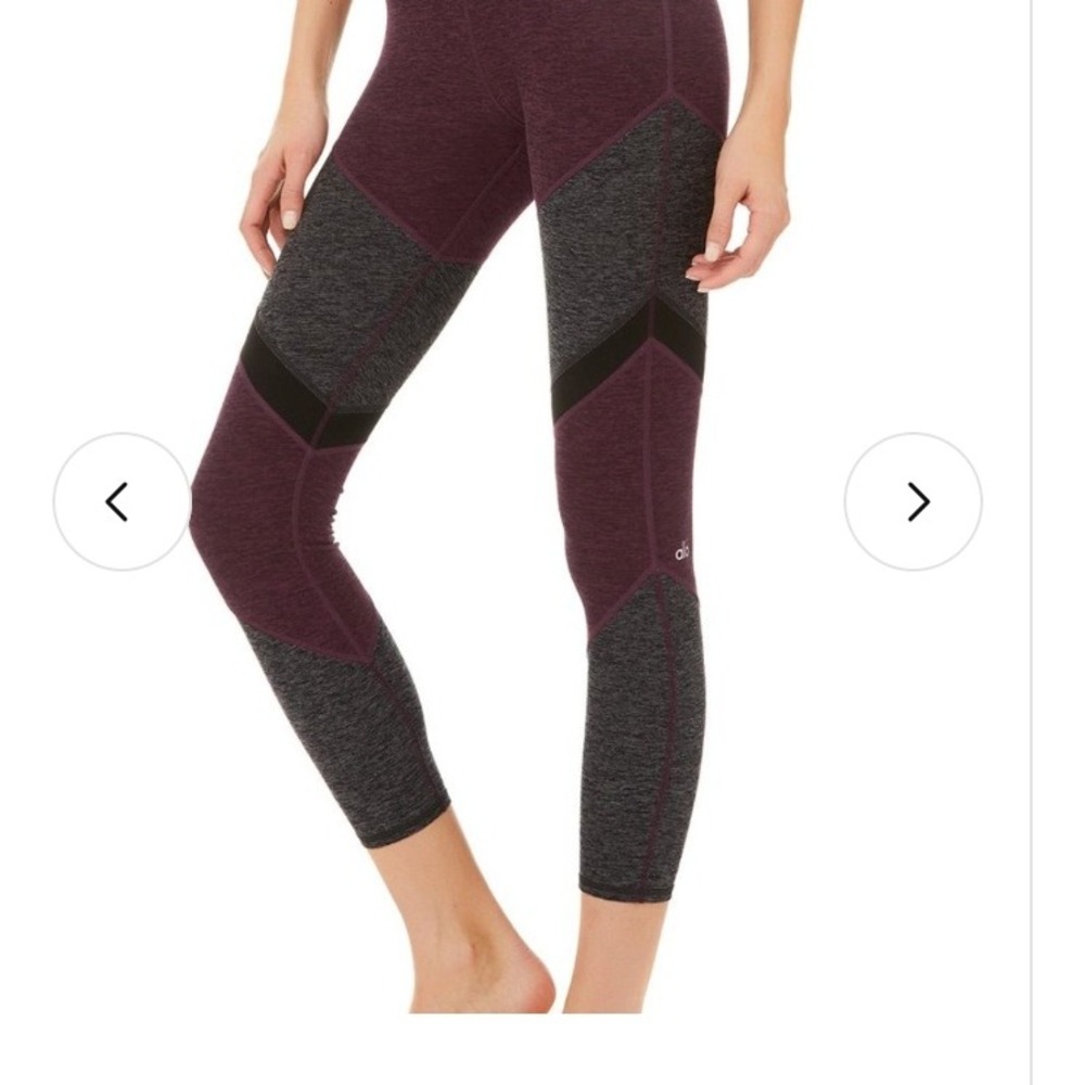 Alo Yoga High Waist Colorblock Seamless Leggings Purple Grey Black Womens Small